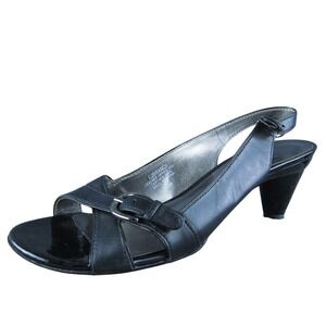 Circa Joan&David Brandi Women Slingback Sandal Shoes Sz 6.5 Medium Black Leather